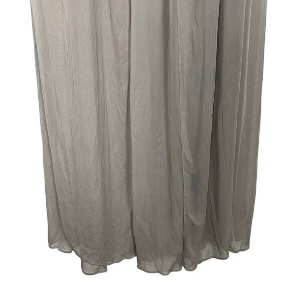 David's Bridal One Shoulder Strap Beige Maxi Dress Size 4 - Picture 13 of 16